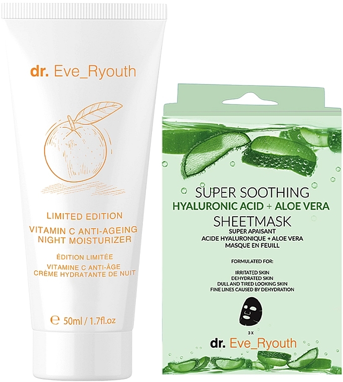 Gesichtspflegeset - Dr. Eve_Ryouth Vitamin C Soothing Night Care Set (Gesichtscreme 50ml + Gesichtsmaske 3 St.) — Bild N1