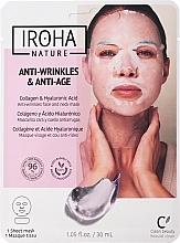 Düfte, Parfümerie und Kosmetik Anti-Aging Tuchmaske für Gesicht und Hals mit Hyaluronsäure und Kollagen - Iroha Nature Anti-Age Collagen 100% Cotton Face & Neck Mask