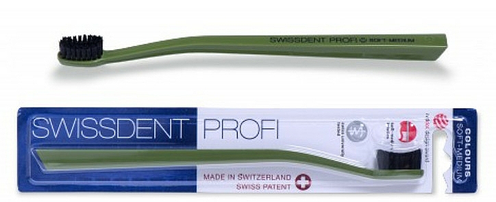 Zahnbürste mittel Colours schwarz-grün - SWISSDENT Profi Colours Soft-Medium Toothbrush Green&Black — Bild N1