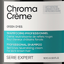 Pflegeshampoo für braunes Haar mit grünen Pigmenten zur Neutralisierung von Rottönen - L'Oreal Professionnel Serie Expert Chroma Creme Professional Shampoo Green Dyes — Bild N8