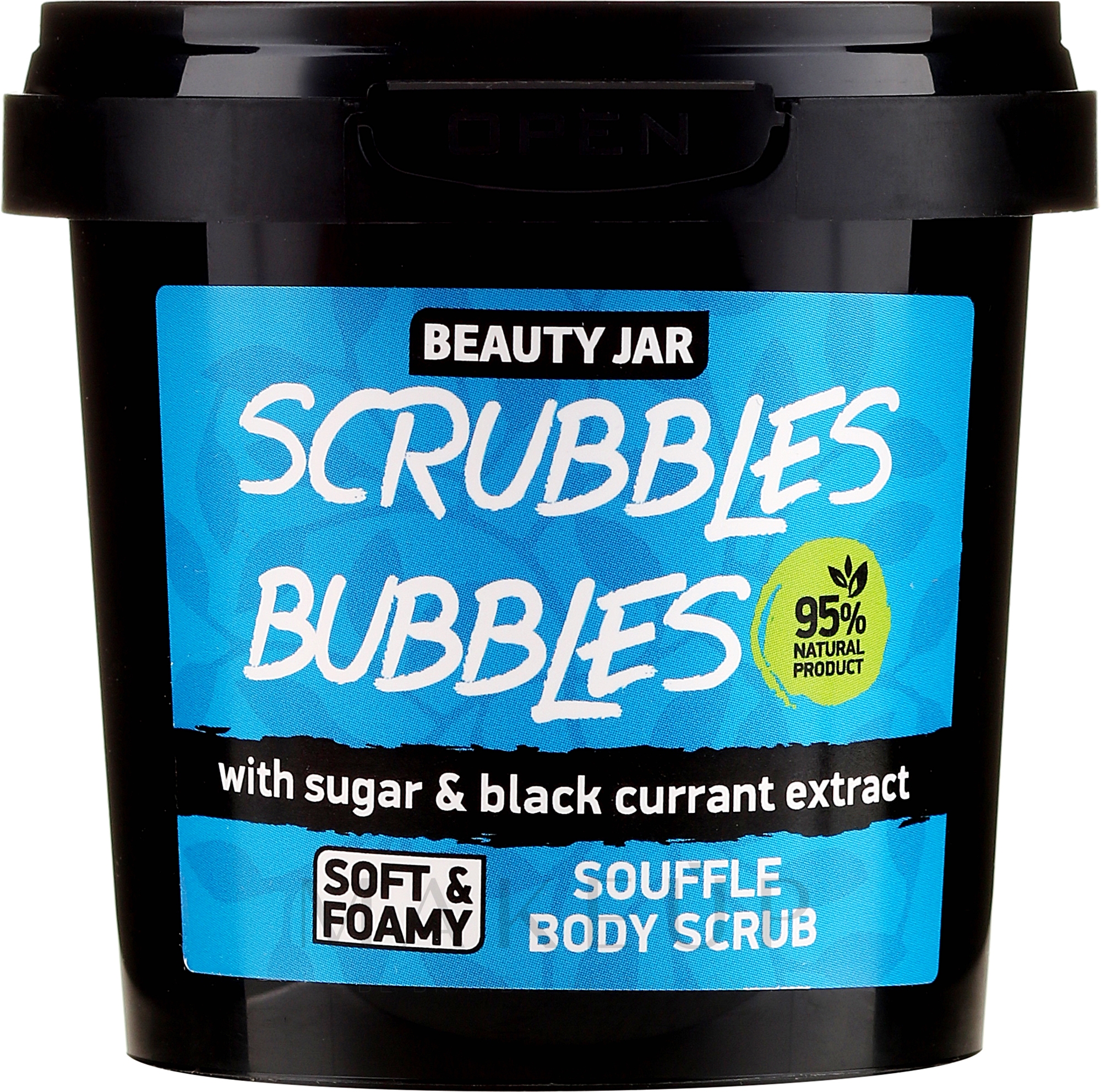 Körperpeeling mit Zucker und schwarzen Johannisbeeren - Beauty Jar Souffle Scrubbles Bubbles Body Scrub — Bild 140 ml