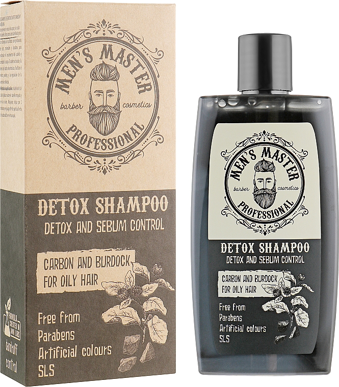 Detox-Shampoo mit Aktivkohle und Klette für fettiges Haar - Men's Master — Bild N1