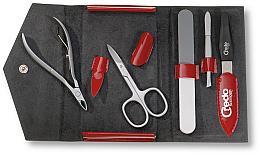 Düfte, Parfümerie und Kosmetik Maniküre-Set 5-tlg. - Credo Solingen Luxurious Red Leatherette Case