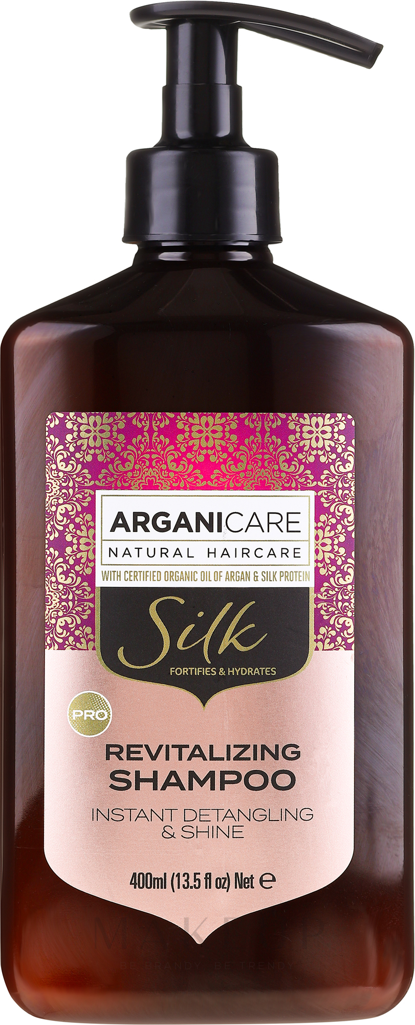 Revitalisierendes Haarshampoo mit Seidenproteinen - Arganicare Silk Revitalizing Shampoo — Bild 400 ml