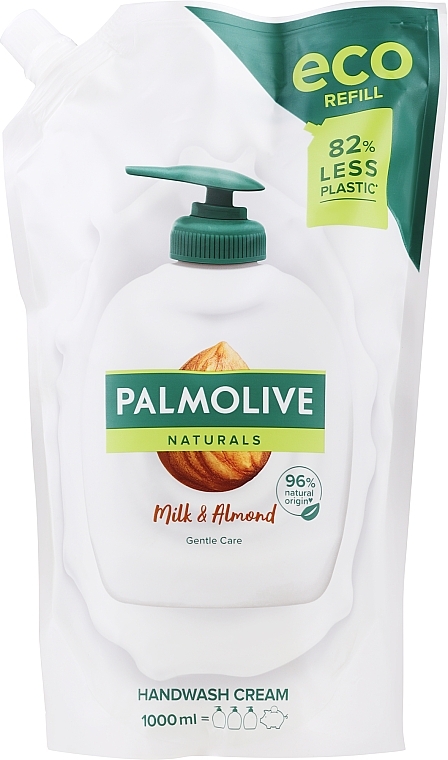 Flüssigseife mit Milchproteinen und Mandelduft - Palmolive Naturals Milk Almond Liquid Handwash Refill (Doypack) — Bild N1