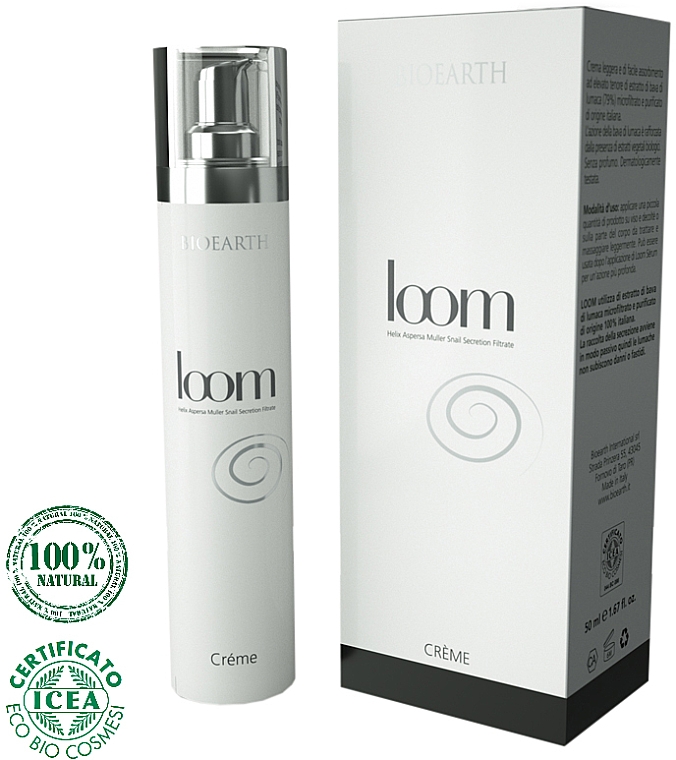 Gesichtscreme mit Schneckenschleimextrakt 79% - Bioearth Loom Snail Secretion Light Face Cream — Bild N1