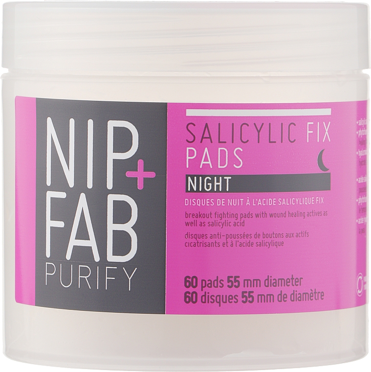 Gesichtsreinigungspads für die Nacht mit Salicylsäure - NIP+FAB Salicylic Teen Skin Fix Acid Night Pads — Bild N1