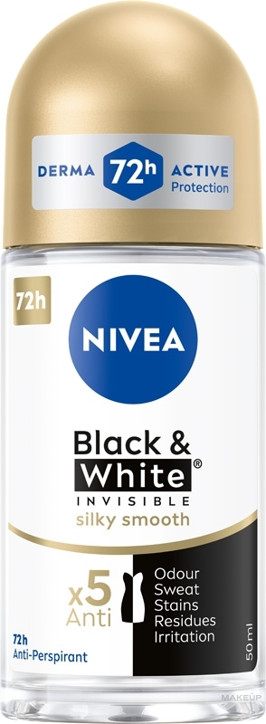 Deo Roll-on Antitranspirant Black & White - NIVEA Black & White Invisible Silky Smooth Deodorant Roll-on — Bild 50 ml