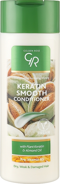 Conditioner für trockenes, schwaches und geschädigtes Haar mit Pflanzenkeratin und Mandelöl - Golden Rose Keratin Smooth Conditioner — Bild N1