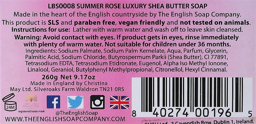 Luxoriöse Seife mit Rosenduft und Sheabutter - The English Soap Company Summer Rose Gift Soap — Bild N2