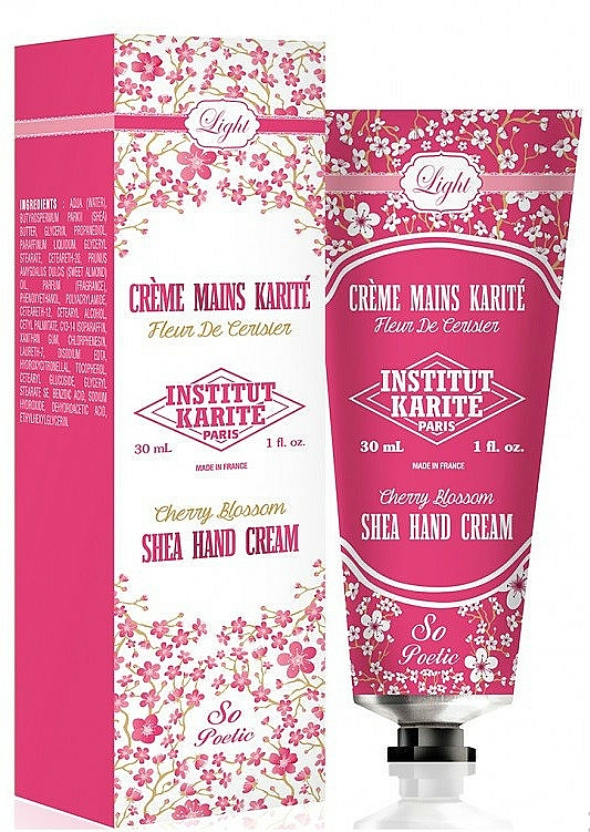 Handcreme mit Sheabutter "Cherry Blossom" - Institut Karite Fleur de Cerisier Light Shea Hand Cream Individual Box — Bild N1