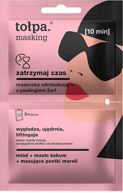 2in1 Verjüngende Peelingmaske für das Gesicht mit Honig und Kokosöl - Tolpa Masking Stop Time Rejuvenating Peeling Mask 2in1 — Bild N1