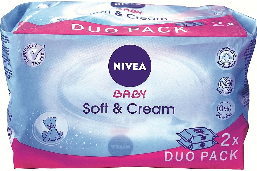 Sanfte und beruhigende Baby-Feuchttücher 2x63 St. - NIVEA Baby Soft & Cream — Bild N4