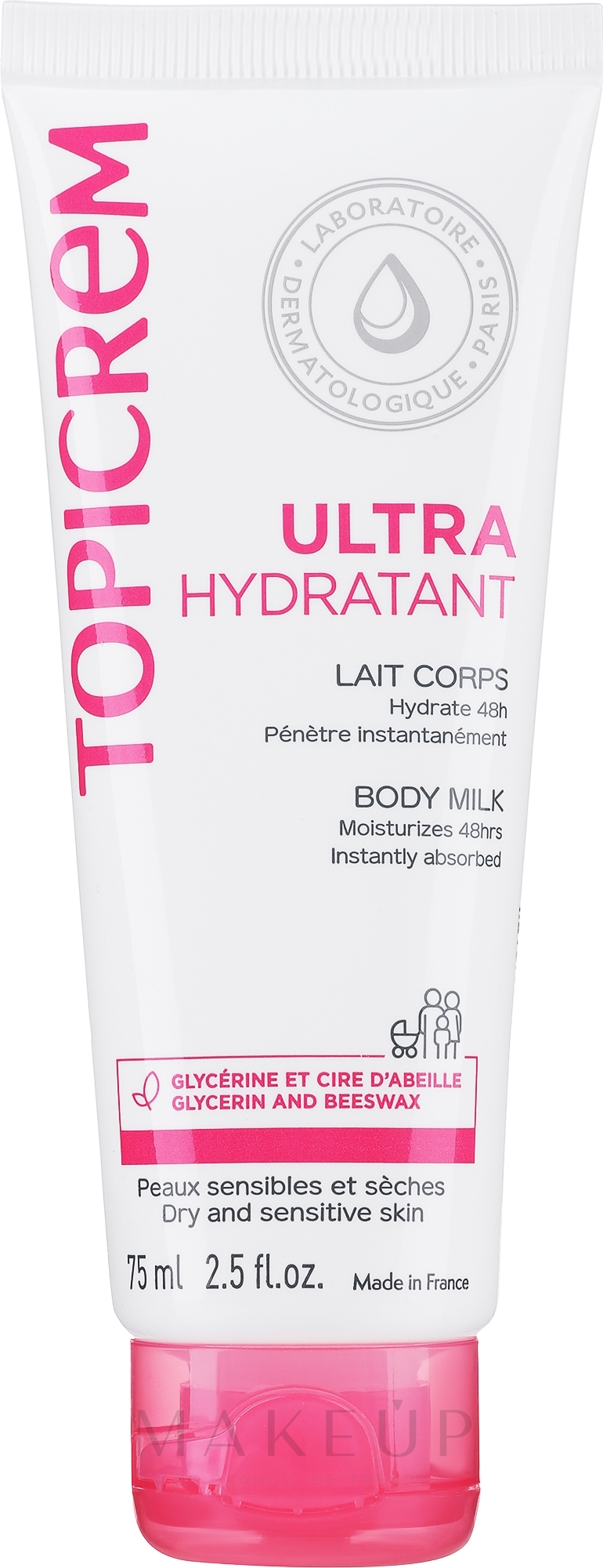 Ultra feuchtigkeitsspendende Körperlotion für trockene und empfindliche Haut - Topicrem Ultra-Moisturizing Body Milk — Bild 75 ml