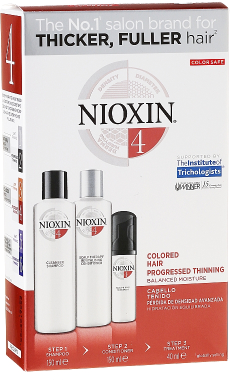 Haarset - Nioxin Hair System System 4 Kit (Shampoo/150ml + Haarspülung/150ml + Haarmaske/40ml) — Bild N1
