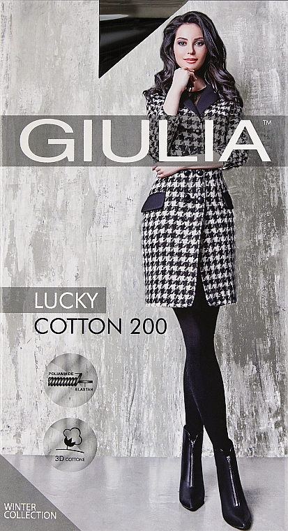 Strumpfhose für Damen Lucky Cotton 200 Den nero - Giulia — Bild N1