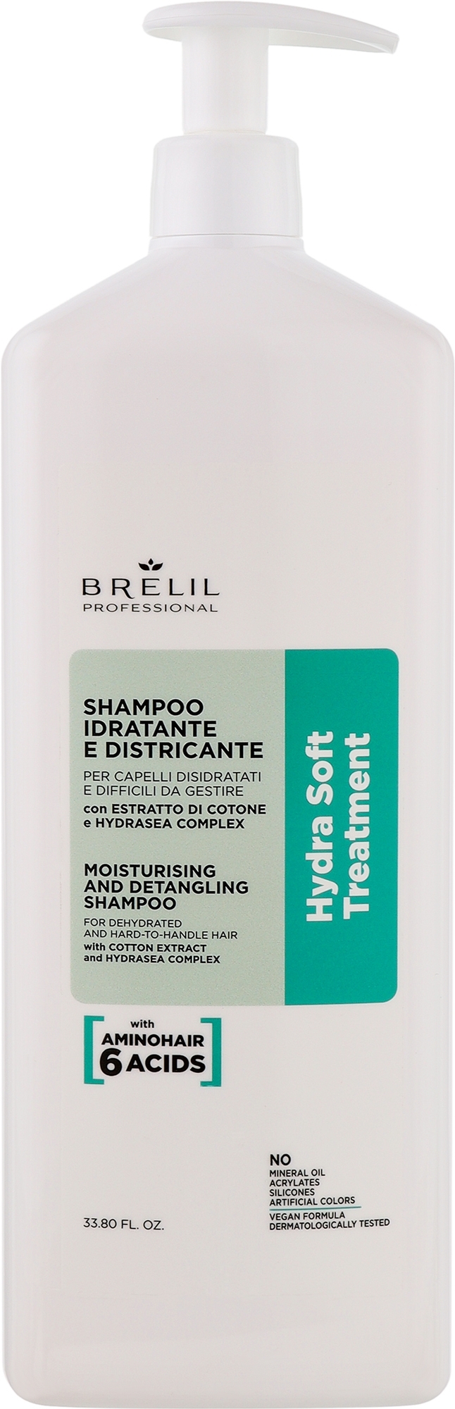 Feuchtigkeitsspendendes Shampoo - Brelil Hydra Soft Treatment Moisturising And Detangling Shampoo  — Bild 1000 ml