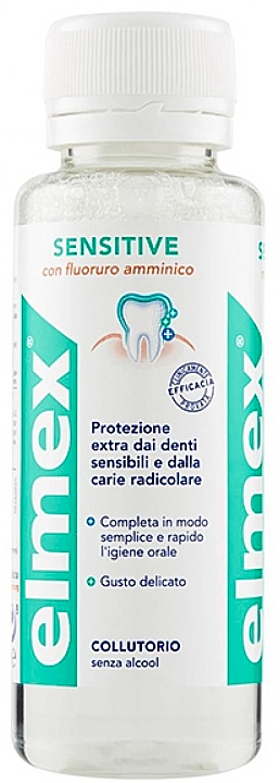 Pflegende und schützende Mundspülung gegen Schmerzempfindlichkeit und Zahnhalskaries mit Aminfluorid - Elmex Sensitive mini — Bild N1
