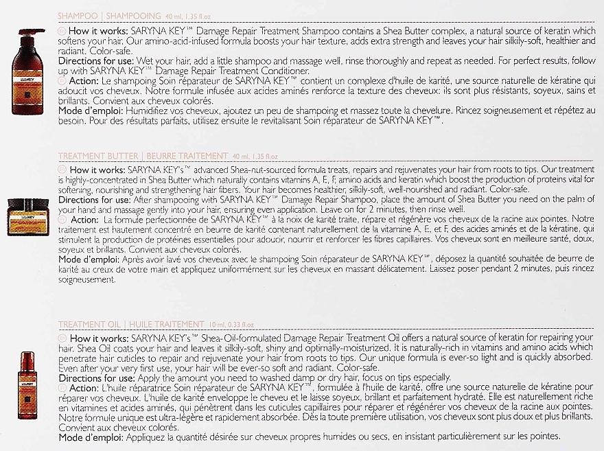 Haarpflegeset - Saryna Key Pure African Shea Butter (Regenerierende Haaemaske 40ml + Pflegendes Haarshampoo 40ml + Haaröl 10ml) — Bild N3