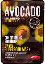 Düfte, Parfümerie und Kosmetik Nährende Anti-Aging Tuchmaske für das Gesicht mit Avocado - Dermal It's Real Superfood Avocado Facial Mask