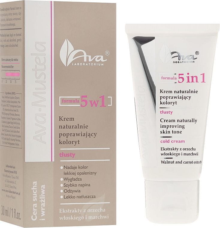 Leichte Gesichtscreme mit Walnuss- und Karottenextrakt - Ava Laboratorium Ava Mustela 5In1 Cream — Bild N1