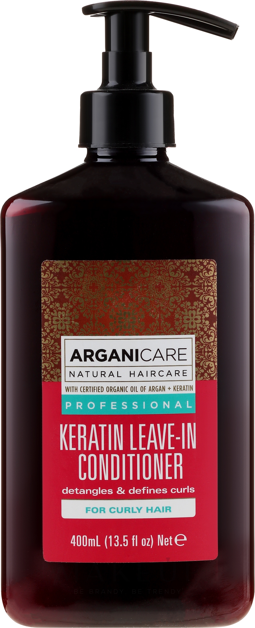 Glättende Haarspülung mit Keratin für lockiges Haar - Arganicare Keratin Leave-in Conditioner For Curly Hair — Bild 400 ml