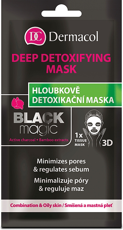 Detox-Tuchmaske mit Bambusextrakt - Dermacol Black Magic Detox Sheet Mask — Bild N1