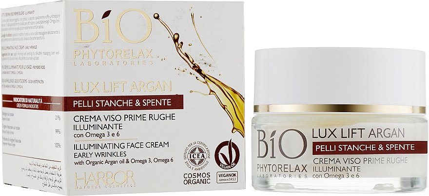 Aufhellende Gesichtscreme gegen die ersten Falten mit Bio Arganöl, Omega 3 und 6 - Phytorelax Laboratories Lux Lift Argan Illuminating Fase Cream Early Wrinkles — Bild N1