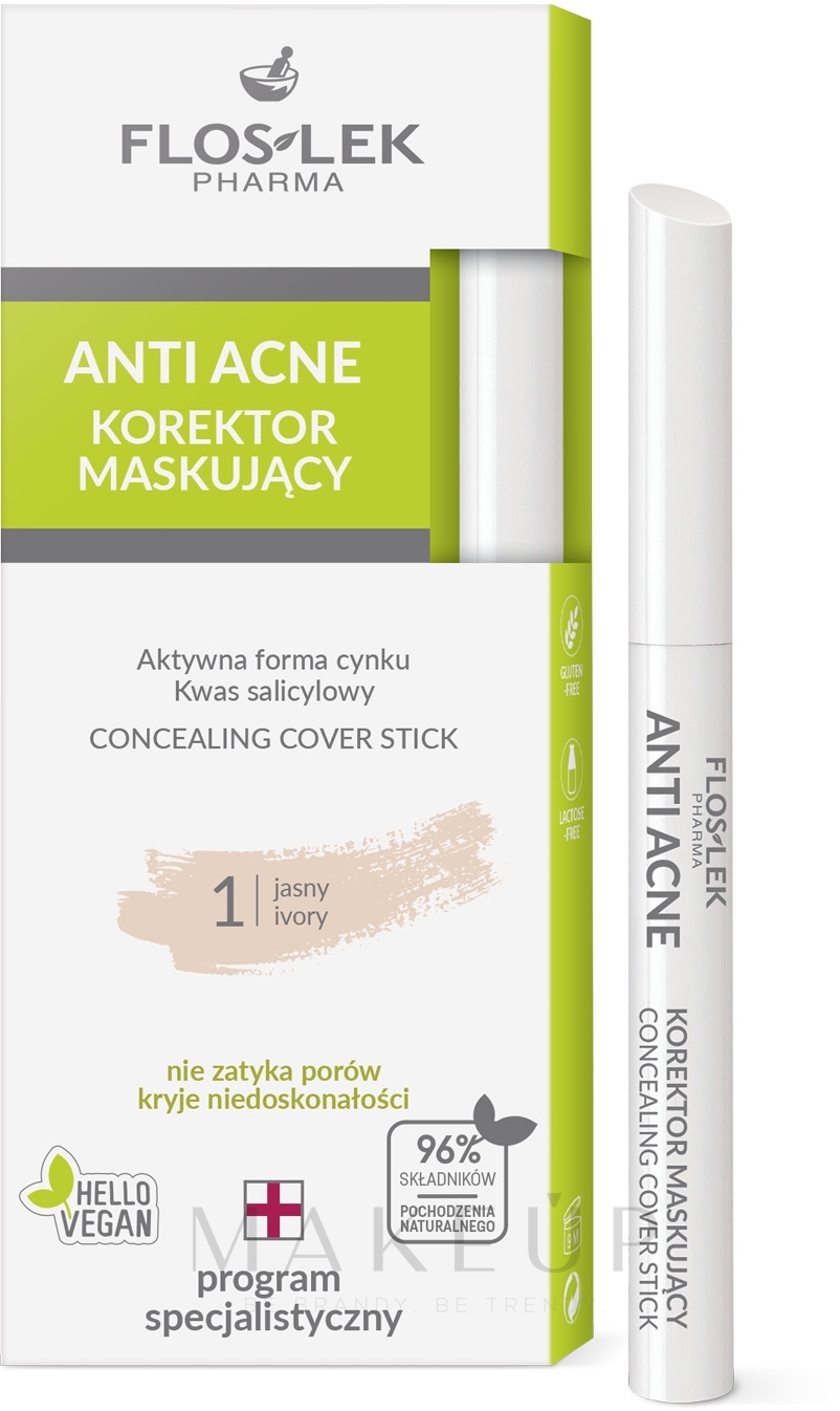 Concealer - FlosLek Anti Acne Concealing Cover Stick — Bild 01 - Ivory