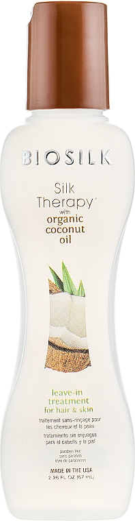 Haar- und Kopfhautöl mit Kokosnuss ohne Ausspülen - BioSilk Silk Therapy With Organic Coconut Oil Leave In Treatment For Hair & Skin — Bild N2