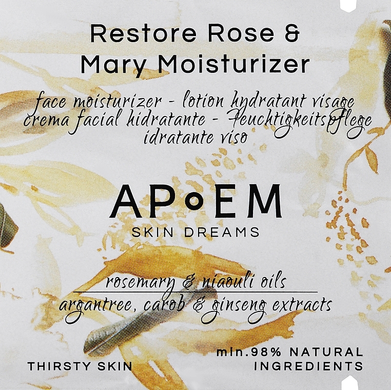GESCHENK! Duftende Feuchtigkeitscreme für Gesicht und Körper - APoEM Restore Rose & Mary Moisturizer  — Bild N1