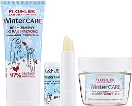 Gesichtspflegeset - Floslek Winter (Gesichtscreme 50ml + Schützende Wintercreme für Hände und Nägel 50ml + Schützender Lippenbalsam 3.6g) — Bild N2