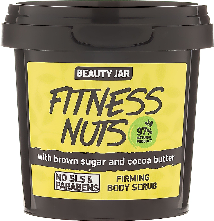 Straffendes Körperpeeling mit braunem Zucker und Kakaobutter "Fitness Nuts" - Beauty Jar Firming Body Scrub