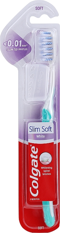 Zahnbürste weich türkis - Colgate Slim Soft White 0.01 mm  — Bild N1