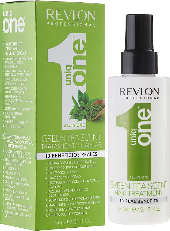 Spraymaske für trockenes und geschädigtes Haar mit grünem Teeduft - Revlon Professional Uniq One Green Tea Scent Hair Treatment