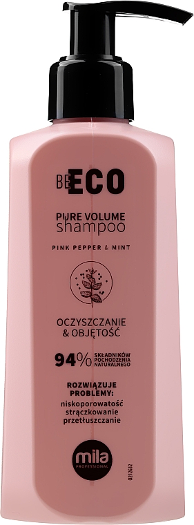 Volumengebendes Shampoo mit Weizenproteinen und D-Panthenol - Mila Professional Be Eco Pure Volume Shampoo — Bild N1