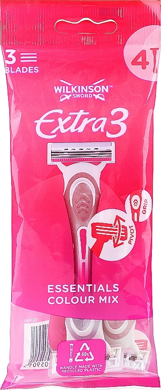 Einwegrasierer 4 St. - Wilkinson Sword Extra 3 Beauty Essentials Colour Mix — Bild N1