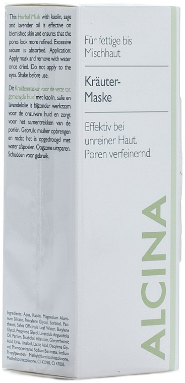 Porenverfeinernde Kräuter-Gesichtsmaske mit Pflanzenextrakten für fettige bis Mischhaut - Alcina Herbal Mask — Bild N2