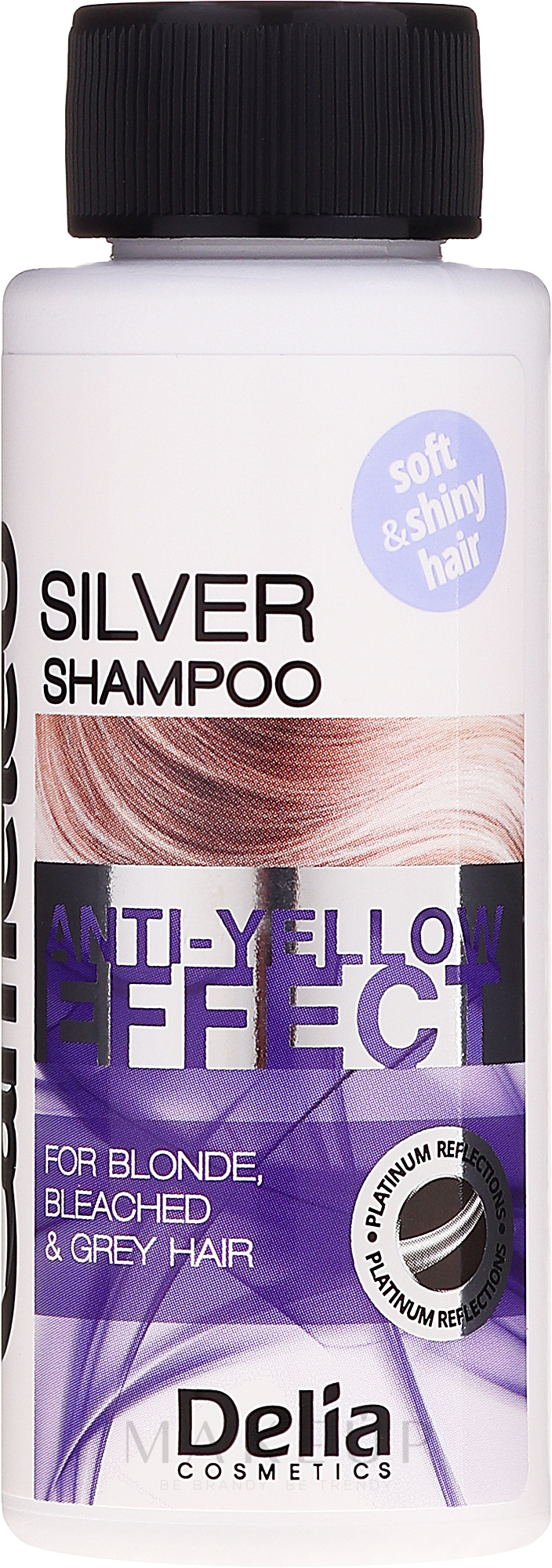 Anti-Gelb-Shampoo für blones, gebleichtes und graues Haar - Delia Cosmetics Cameleo Silver Shampoo — Bild 50 ml