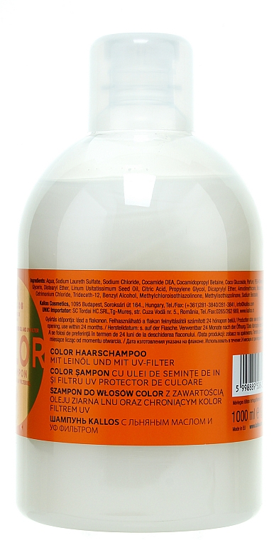 Color Shampoo mit Leinöl mit UV-Filter - Kallos Cosmetics Color Shampoo With Linseed Oil  — Foto N2