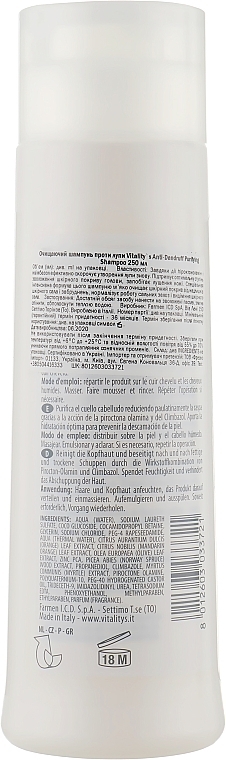 Reinigendes Anti-Schuppen Shampoo - Vitality's Intensive Aqua Purify Anti-Dandruff Purifying Shampoo — Bild N2
