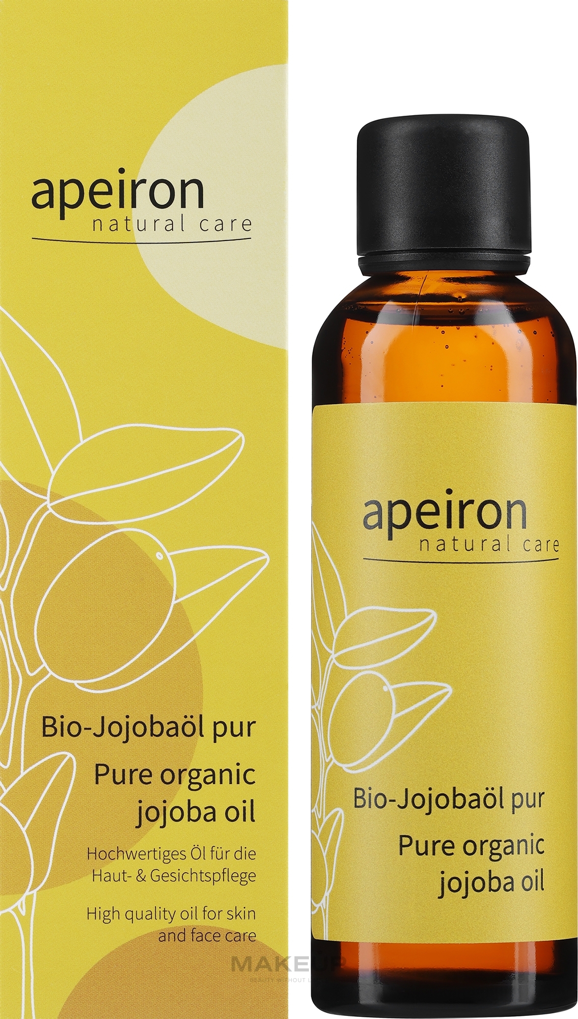 Hautpflege- und Massageöl mit Jojoba kaltgepresst - Apeiron Jojoba Oil Pure — Bild 75 ml