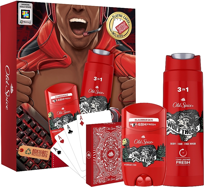 Körperpflegeset - Old Spice The Legend Wolfthorn (Duschgel 250ml + Deostick 50ml + Karten) — Bild N2