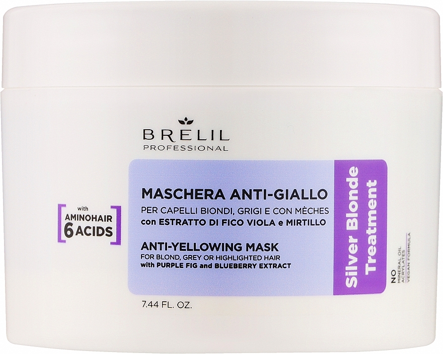 Haarmaske gegen Gelbstich - Brelil Silver Blonde Treatment Anti-Yellowing Mask	 — Bild N1