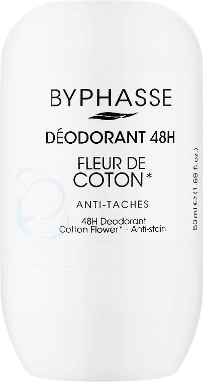 Deo Roll-on mit Baumwolle - Byphasse 48H Cotton Flower Deodorant — Bild N1