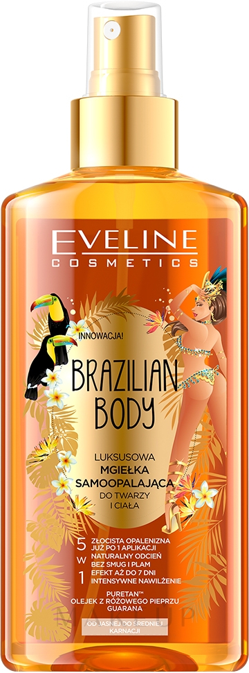 Feuchtigkeitsspendendes Gesichts- und Körperöl mit Bräunungseffekt - Eveline Cosmetics Brazilian Mist Face & Body — Bild 150 ml