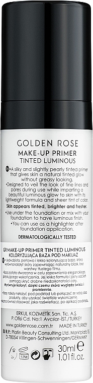 Illuminierende Grundierung - Golden Rose Makeup Primer Tinted Luminous Base — Foto N2
