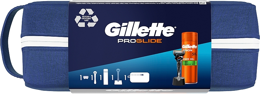 Gesichtspflegeset - Gillete Proglide (Duschgel 200ml + Rasierer 1 St. + Kosmetiktasche + Zubehör 1 St.) — Bild N3