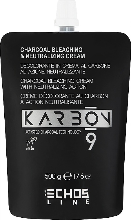 Aufhellende Haarcreme mit Neutralisator - Echosline Karbon 9 Charcoal Bleaching & Neutralizing Cream — Bild N1