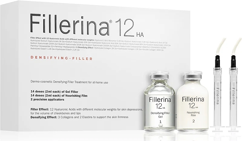 Dermokosmetisches System Stufe 5 - Fillerina 12 HA Densifying-Filler Intensive Filler Treatment Grade 5 (Gel 28ml + Creme 28ml + Applicator 2 St.) — Bild N1